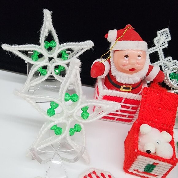 Handmade Christmas Ornaments Canvas Crafts Santa Stars Candy Canes Mailbox - Picture 2 of 6